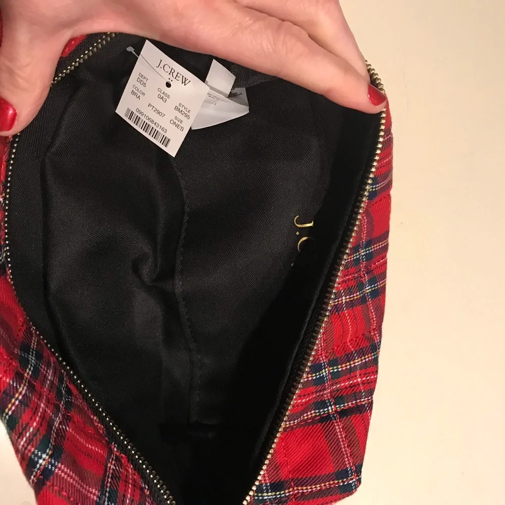 J Crew Factory Tartan Plain Cosmetics Case NWT - Picture 3 of 3
